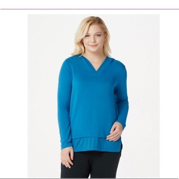 Cuddl Duds Blue Ultra Soft Comfort Hooded Tunic - Picture 1 of 6